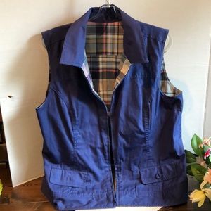 Ladies Reversible Vest Size Large, Blue /plaid too
